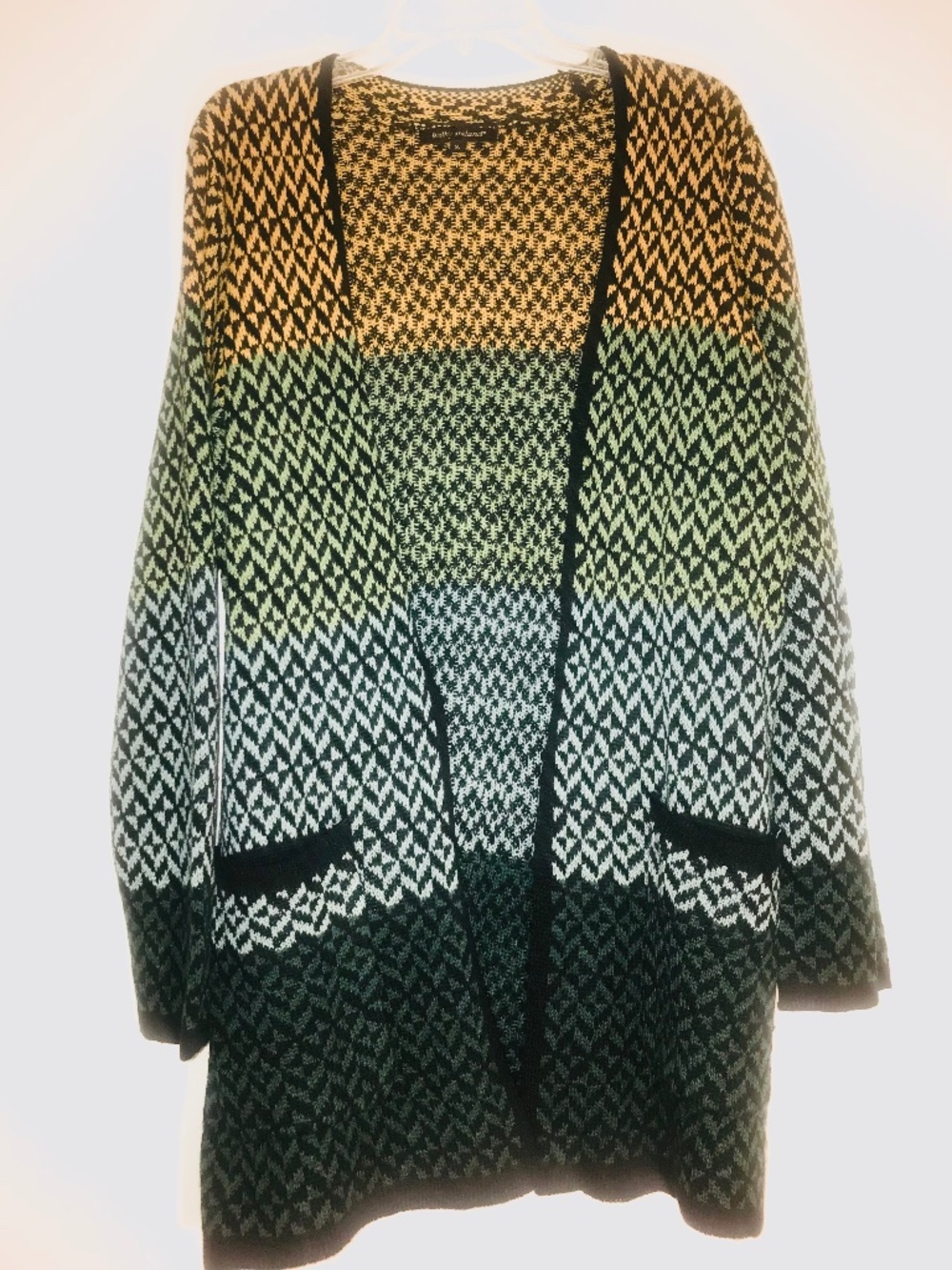 NWT Vintage Deadstock Kathy Ireland XL 90 Y2K Yellow Black Blue Cardigan Sweater